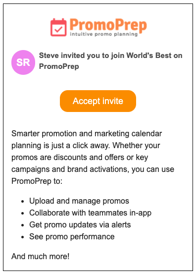 New User Email Invitation