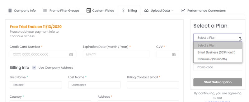 Billing Setup