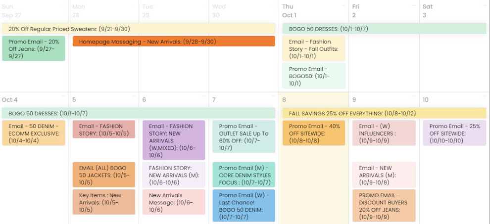 marketing calendar color options