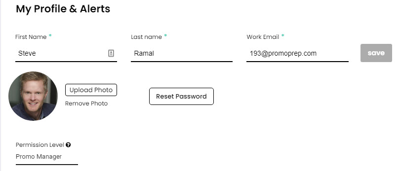 user profile settings